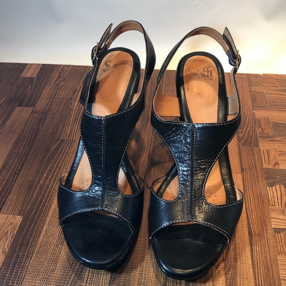 Sofft: Vannie Black Leather Heels 10M